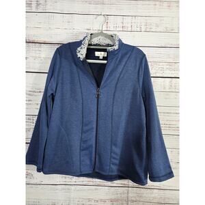 Cuddle Duds Women's Zip Up Jacket Sherpa Lined Collar Blue Size Medium